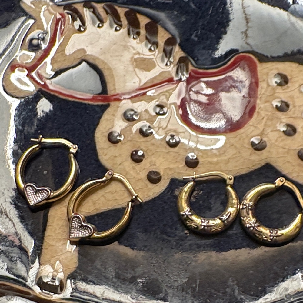 (2)pair of GoldSterlingHoop Earrings